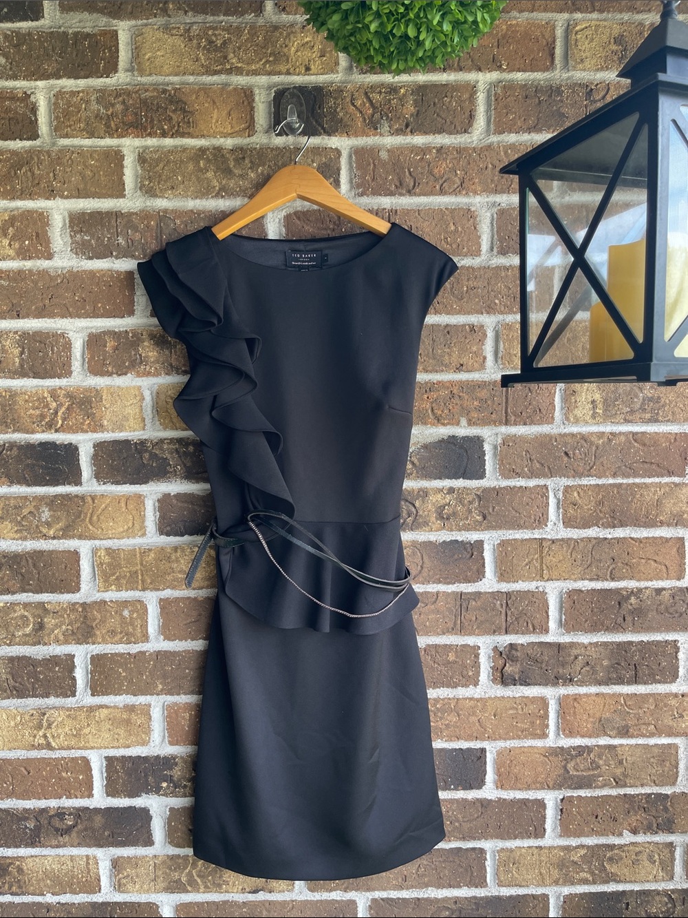 Ted Baker London Black Cocktail Sheath Ruffled Peplum Sleeveless Dress